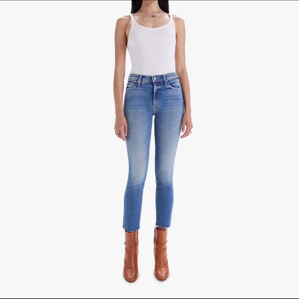NWT MOTHER JEANS THE MID RISE DAZZLER ANKLE FRAY
